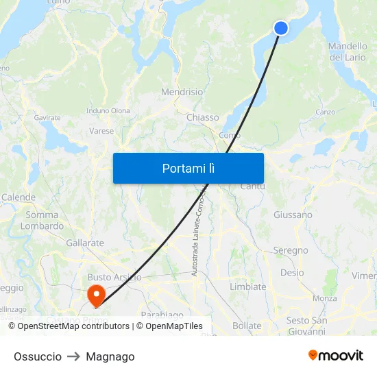 Ossuccio to Magnago map
