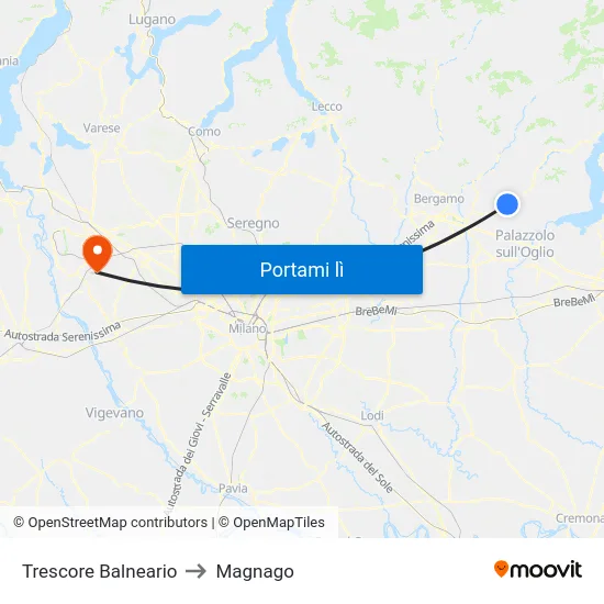 Trescore Balneario to Magnago map