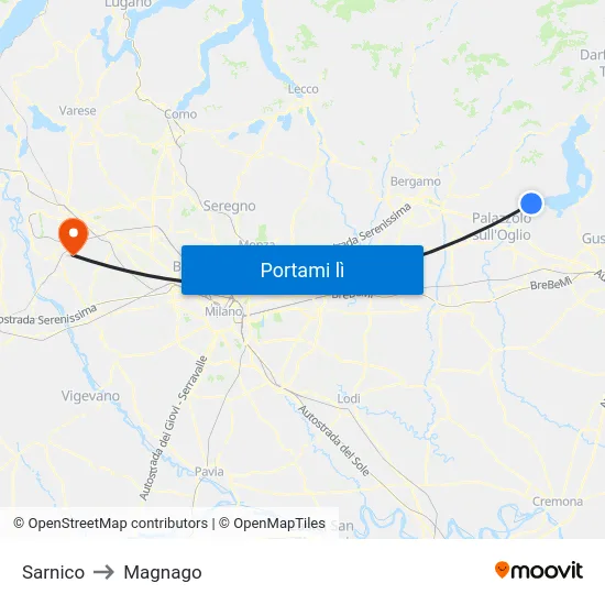 Sarnico to Magnago map