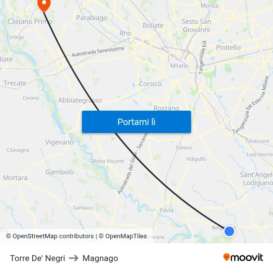 Torre De' Negri to Magnago map