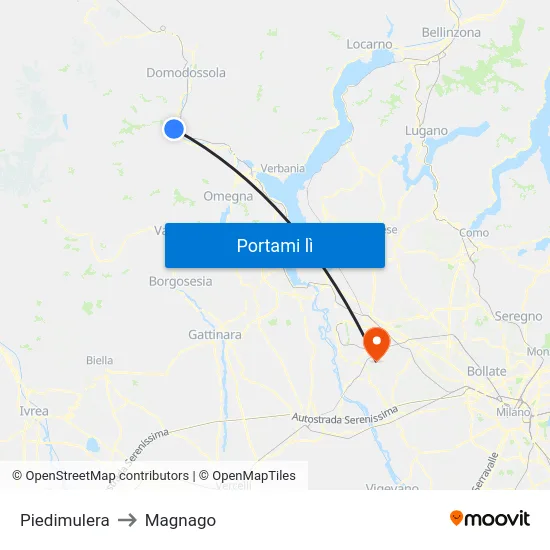 Piedimulera to Magnago map