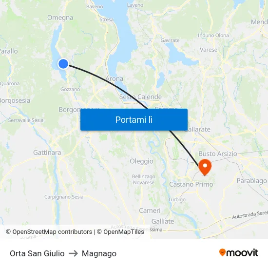 Orta San Giulio to Magnago map