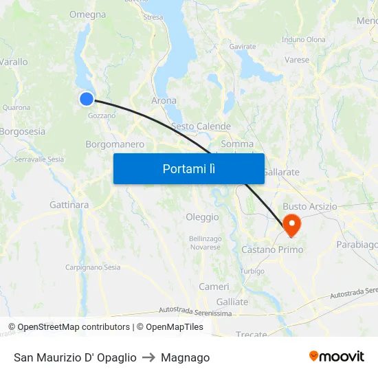 San Maurizio D' Opaglio to Magnago map