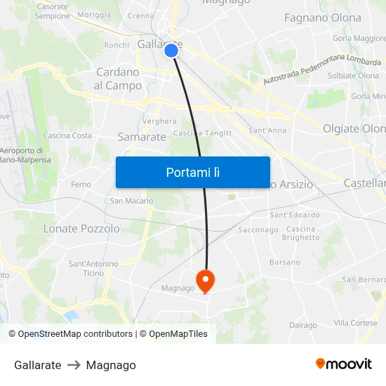 Gallarate to Magnago map