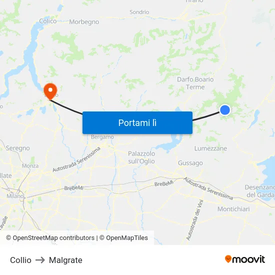 Collio to Malgrate map