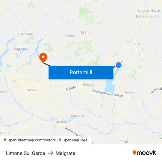 Limone Sul Garda to Malgrate map