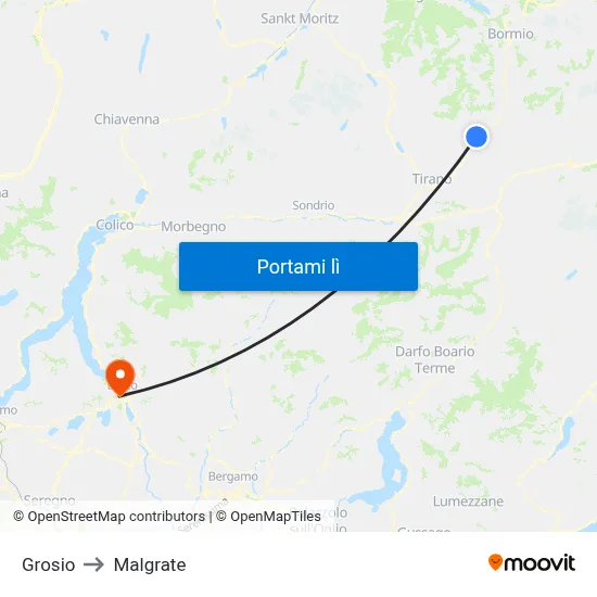 Grosio to Malgrate map