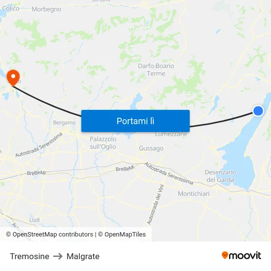 Tremosine to Malgrate map