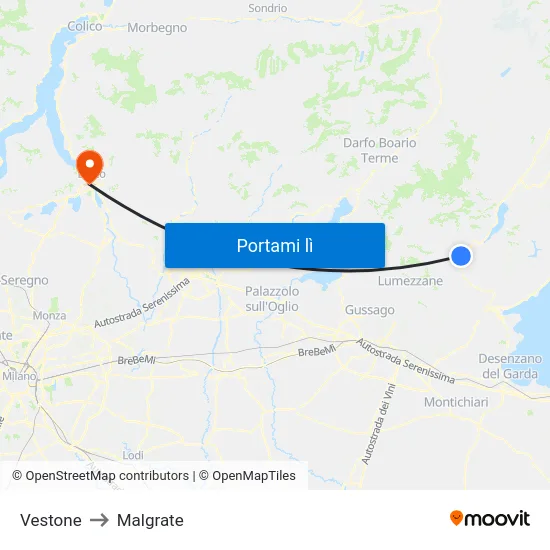 Vestone to Malgrate map