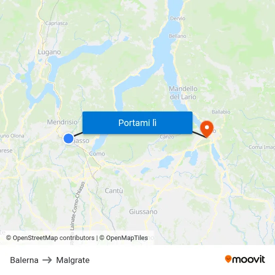 Balerna to Malgrate map