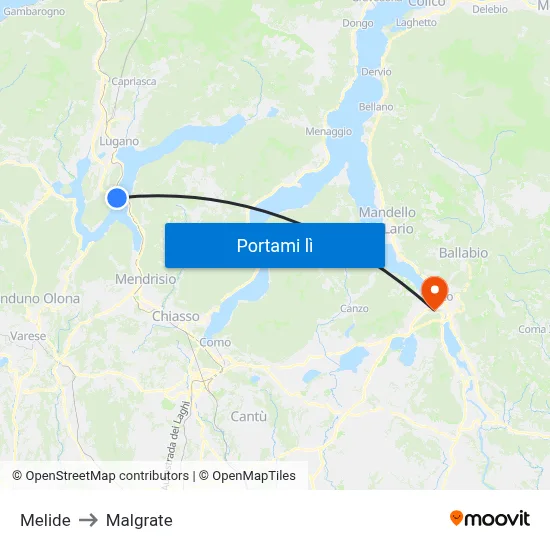 Melide to Malgrate map