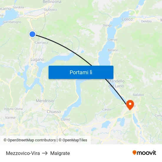 Mezzovico-Vira to Malgrate map