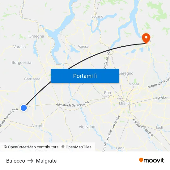 Balocco to Malgrate map