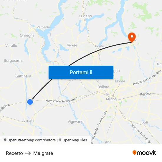 Recetto to Malgrate map