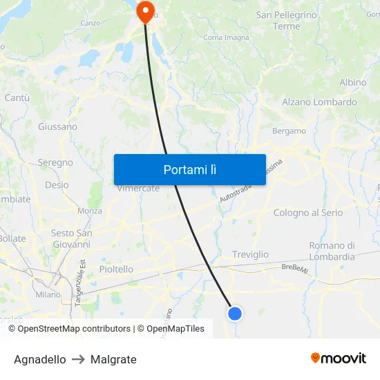 Agnadello to Malgrate map