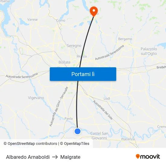 Albaredo Arnaboldi to Malgrate map