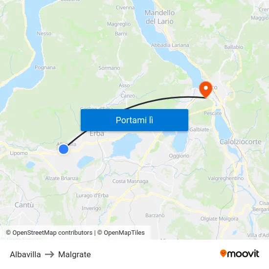 Albavilla to Malgrate map
