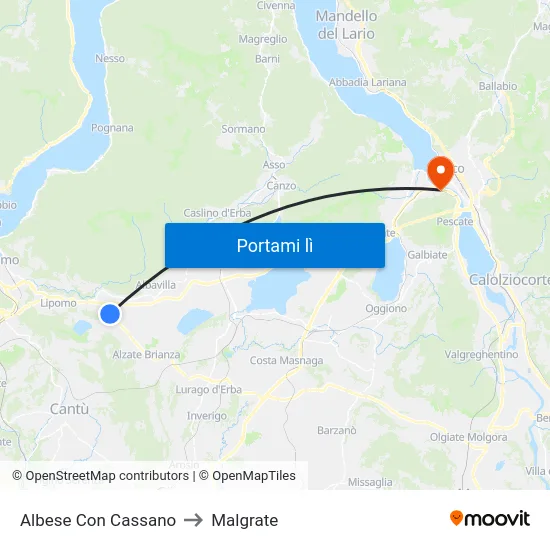 Albese Con Cassano to Malgrate map