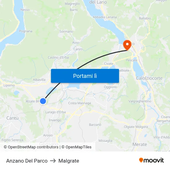 Anzano Del Parco to Malgrate map