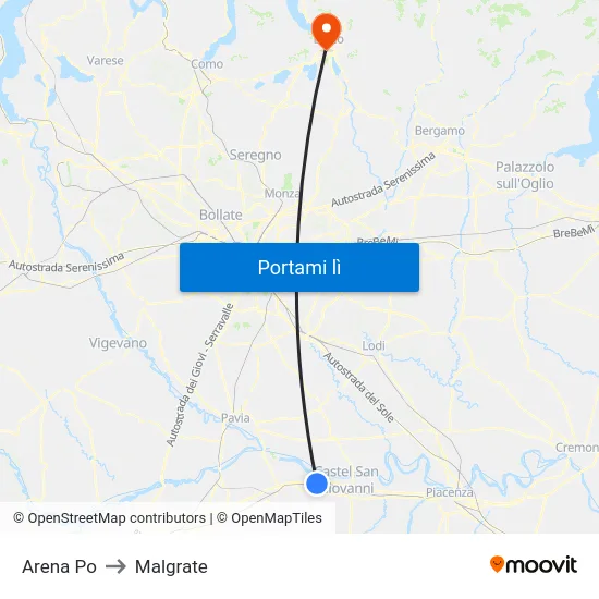 Arena Po to Malgrate map