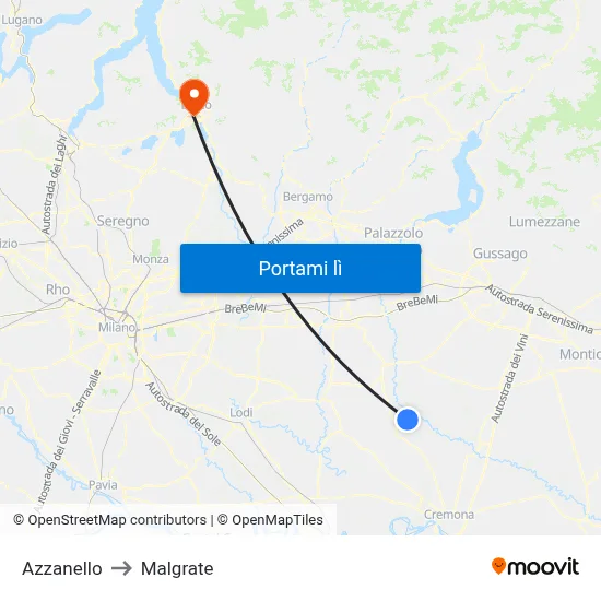 Azzanello to Malgrate map