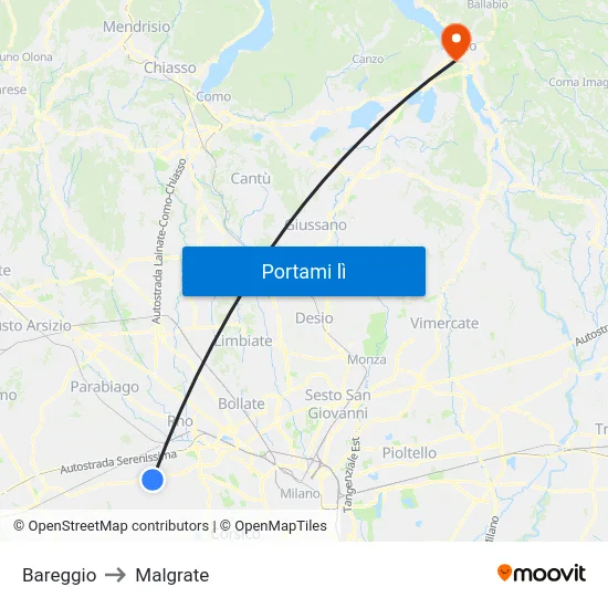 Bareggio to Malgrate map