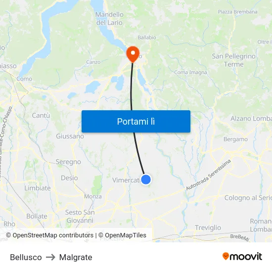 Bellusco to Malgrate map