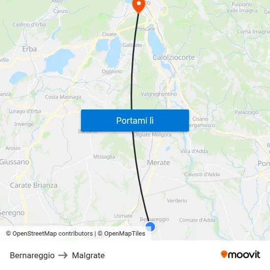 Bernareggio to Malgrate map