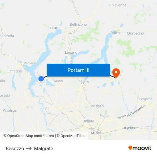 Besozzo to Malgrate map