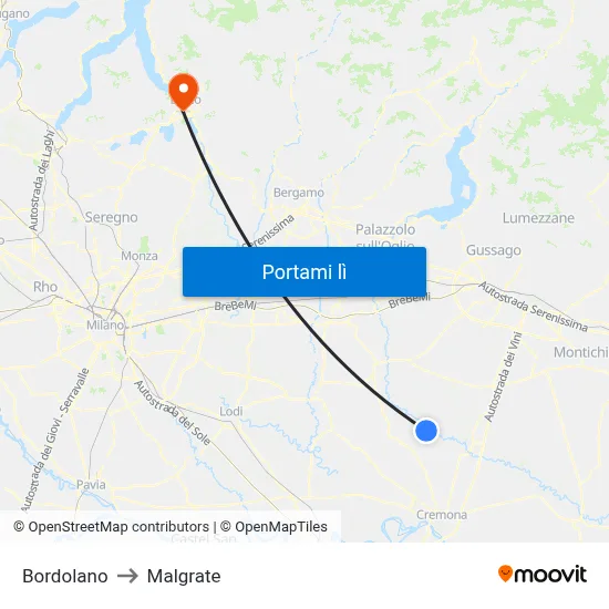 Bordolano to Malgrate map