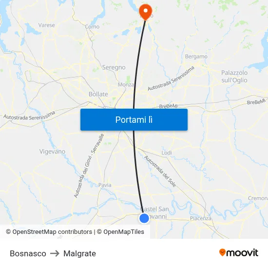 Bosnasco to Malgrate map