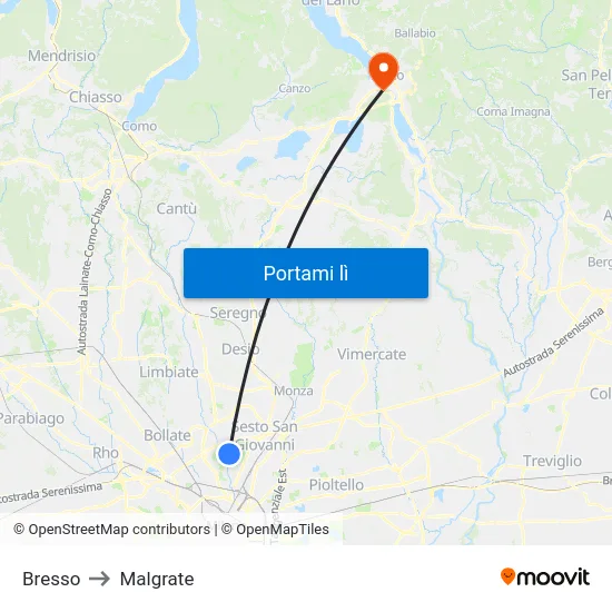 Bresso to Malgrate map