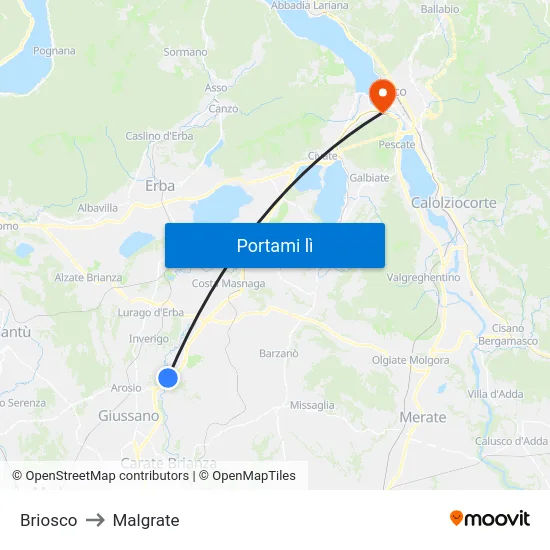 Briosco to Malgrate map