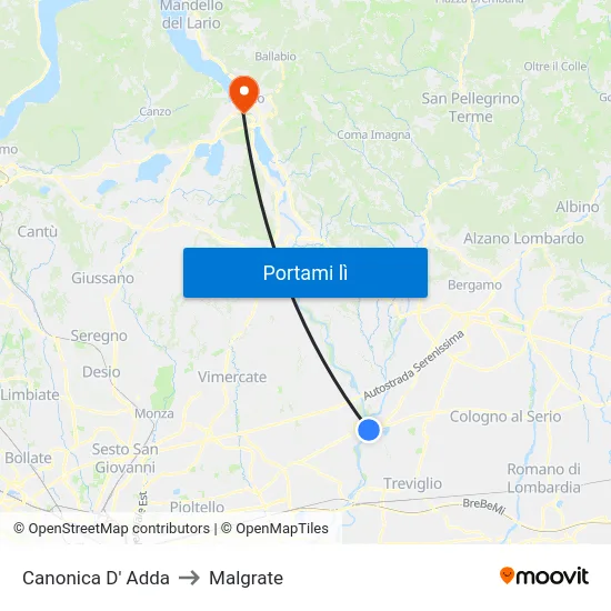 Canonica D' Adda to Malgrate map