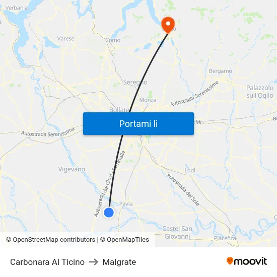 Carbonara Al Ticino to Malgrate map