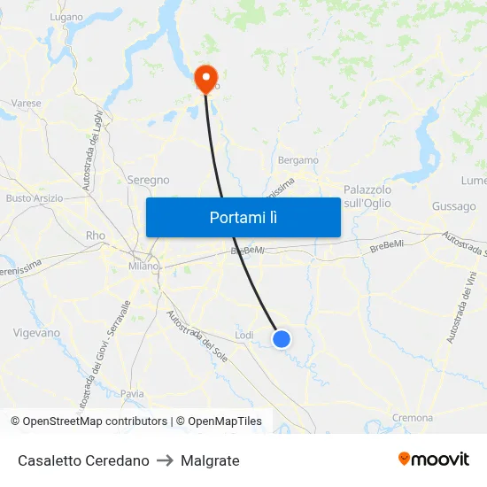 Casaletto Ceredano to Malgrate map