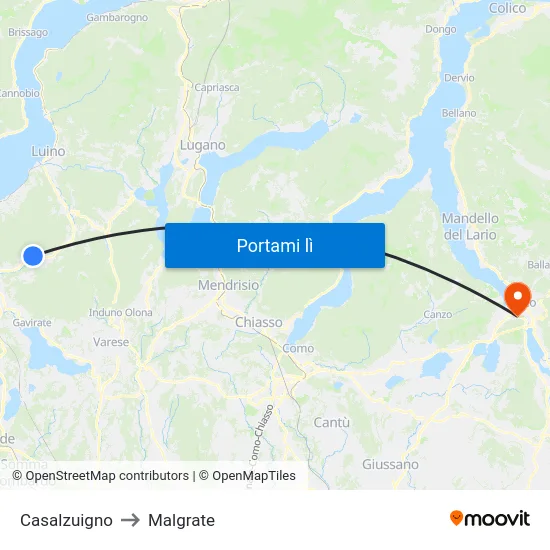 Casalzuigno to Malgrate map