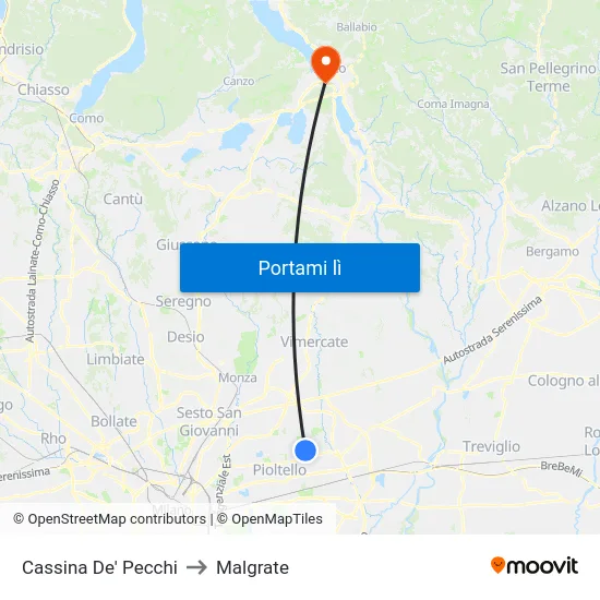 Cassina De' Pecchi to Malgrate map
