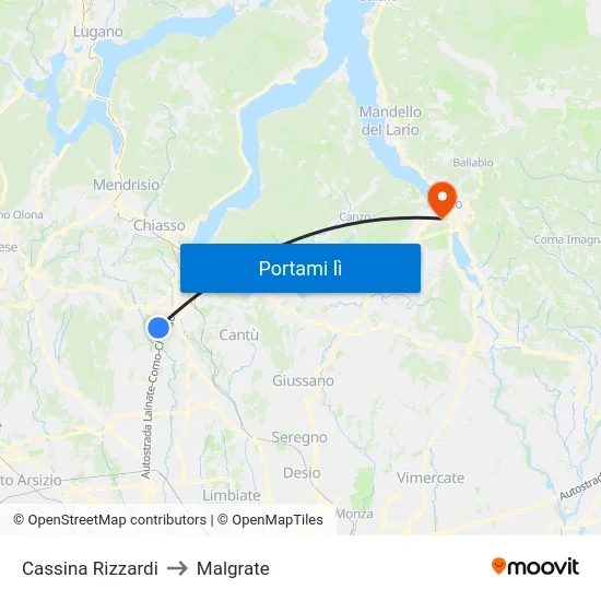 Cassina Rizzardi to Malgrate map