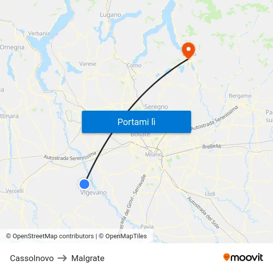 Cassolnovo to Malgrate map