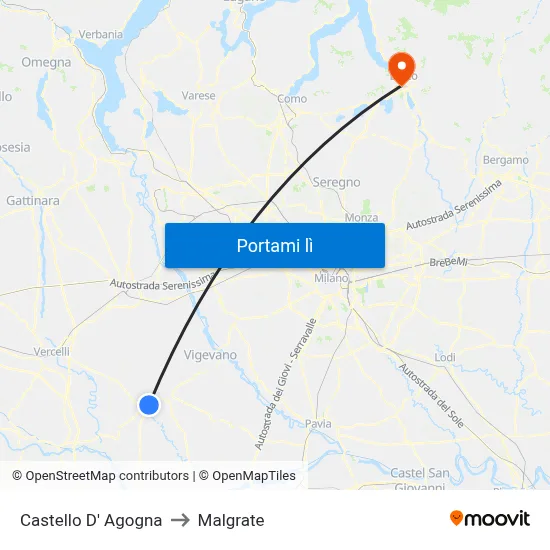 Castello D' Agogna to Malgrate map