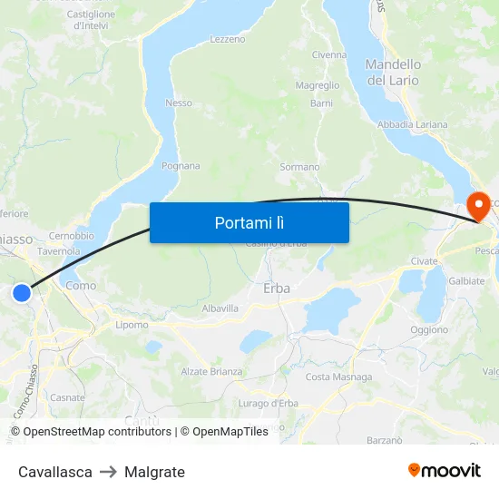 Cavallasca to Malgrate map