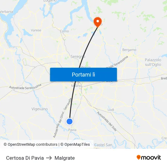 Certosa Di Pavia to Malgrate map