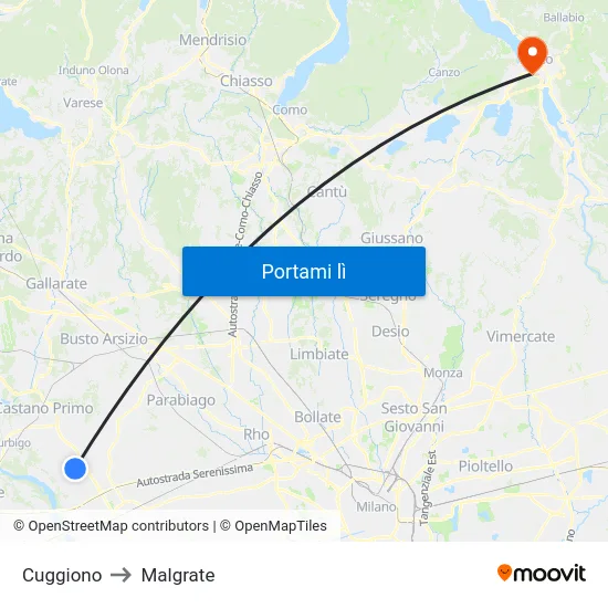 Cuggiono to Malgrate map