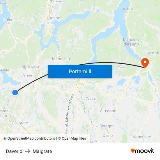 Daverio to Malgrate map