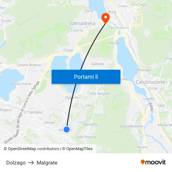 Dolzago to Malgrate map