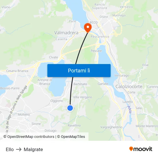 Ello to Malgrate map