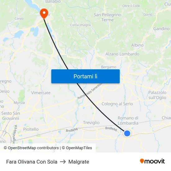Fara Olivana Con Sola to Malgrate map