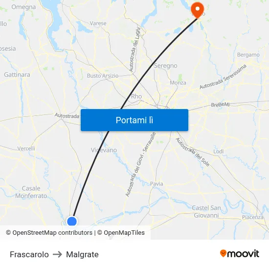 Frascarolo to Malgrate map
