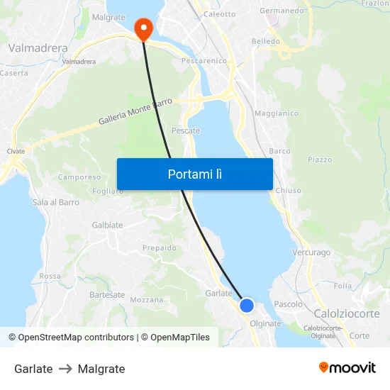 Garlate to Malgrate map